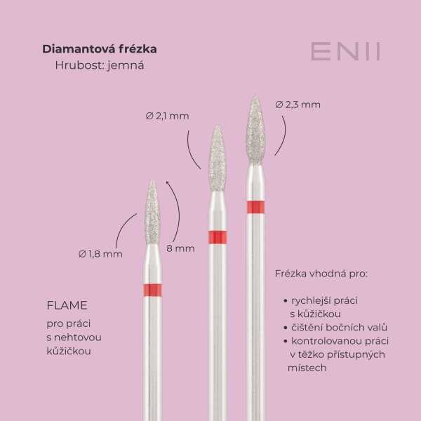 Diamantový nástavec Flame SAFE, red, Ø 2,1 mm