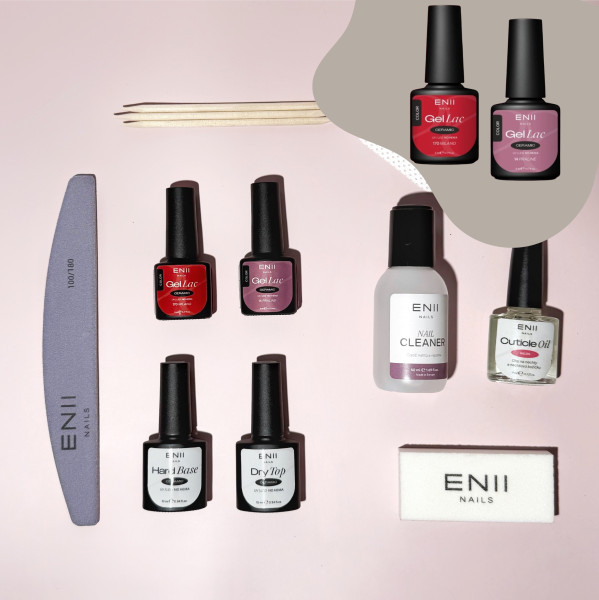 ENII Gel Lak Sada Mini pro začátečníky - Červená a Praline (bez lampy)
