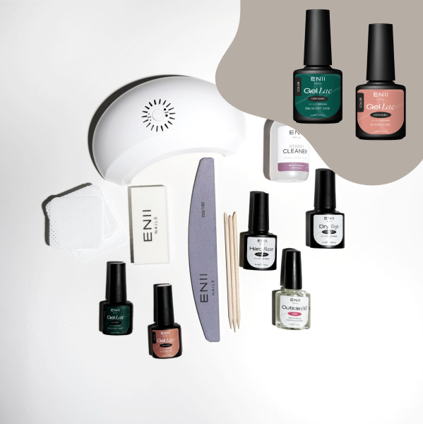 ENII Gel Lak Startovací Sada s lampou 24W - Green & Nude Edition