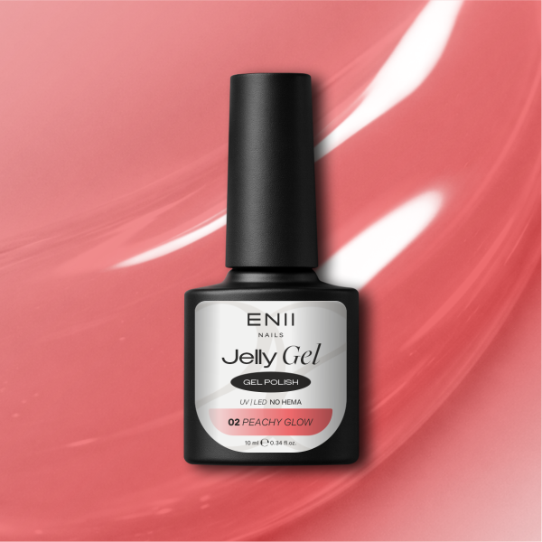 ENII Jelly Gel 02 Peachy Glow 10 ml - průsvitný gel lak UV/LED NO HEMA