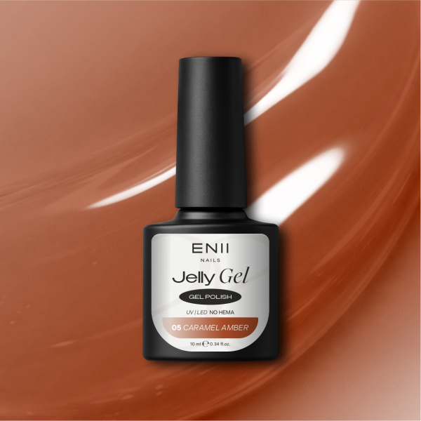 ENII Jelly Gel 05 Caramel Amber 10 ml - průsvitný gel lak UV/LED NO HEMA
