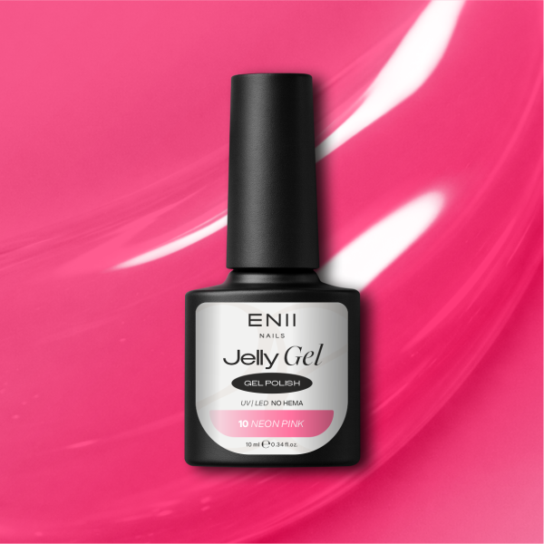 ENII Jelly Gel 10 Neon Pink 10 ml - průsvitný gel lak UV/LED NO HEMA