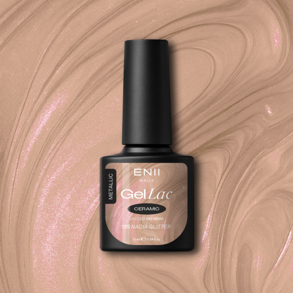 Gel lak Ceramic 135 Nadia Glitter - gelový lak bez HEMA, 10 ml