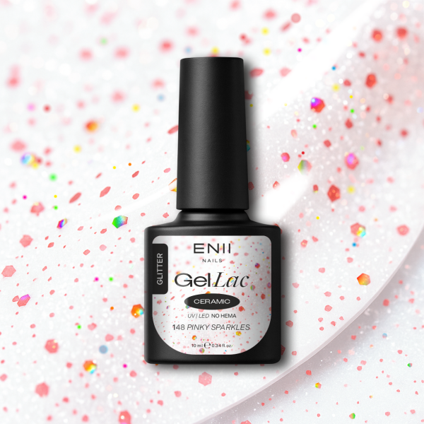 Gel lak Ceramic 148 Pinky Sparkles - gelový lak bez HEMA, 10 ml