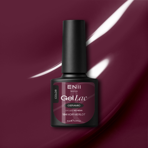 Gel lak Ceramic 184 Noir Merlot - gelový lak bez HEMA, 10 ml