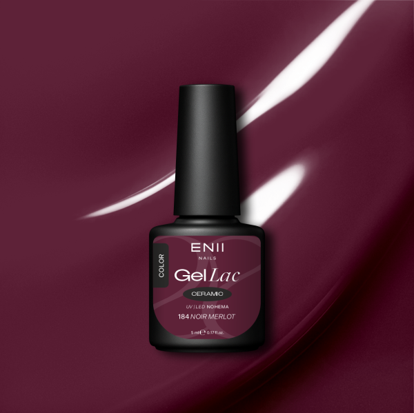 Gel lak Ceramic 184 Noir Merlot - gelový lak bez HEMA, 5 ml