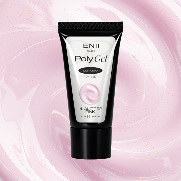 Glitter Polygel Ceramic 14 Glitter Pink - polygel v tubě, 30 ml