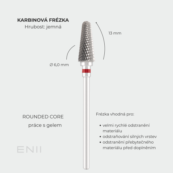 Karbidová fréza Zaoblený kužel - red, Ø 6,0 mm