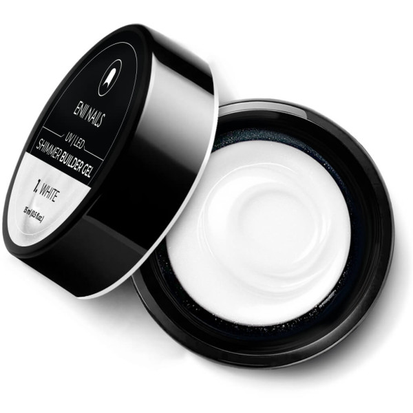Shimmer Builder Gel 1 White - třpytivý modelovací gel, 15 ml